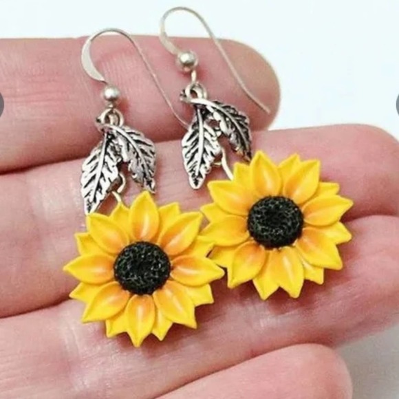 Sunflower Acrylic Drop Style Earrings - Picture 4 of 7